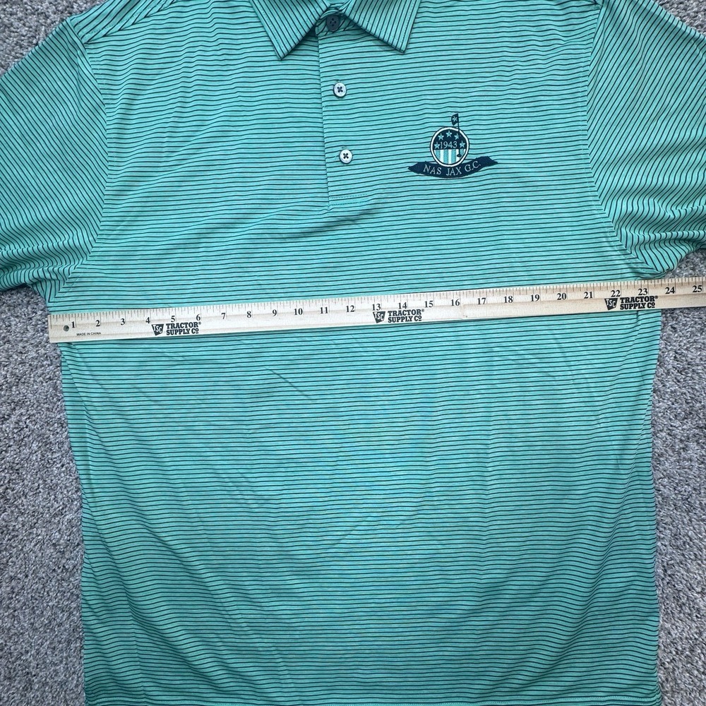 FootJoy Mens‎ Size L Green Striped Short Sleeve Polo Performance Nas Jax GC Logo - Picture 6 of 7